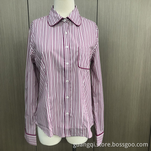 Female yarn dyed spandex long sleeve shirt